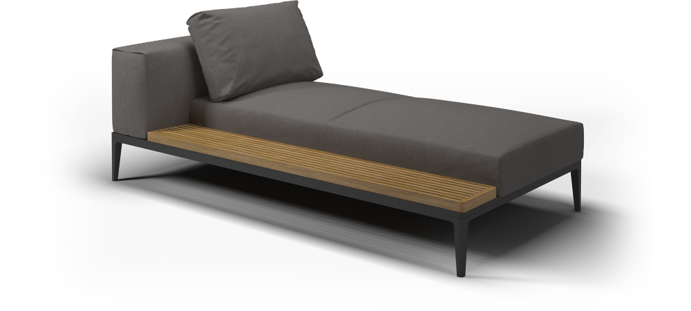 Grid left / right end chaise teak - water resistant collection