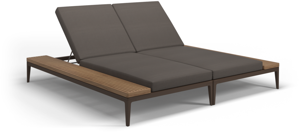 Grid double lounger teak - outdoor performance collection