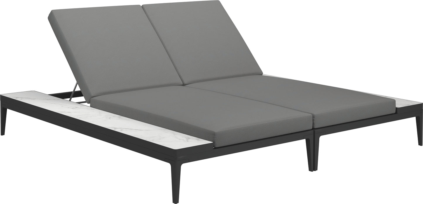 Grid double lounger bianco ceramic - water resistant collection