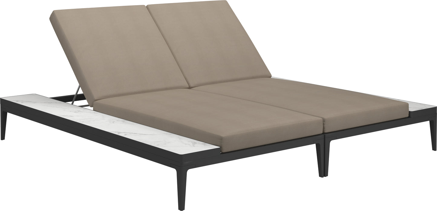 Grid double lounger bianco ceramic - water resistant collection