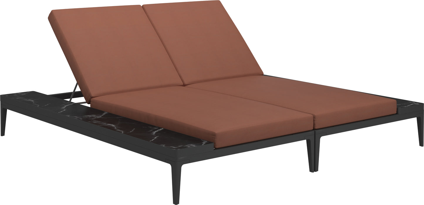 Grid double lounger nero ceramic - water resistant collection