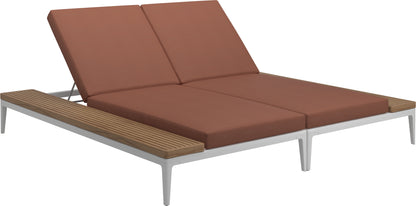Grid double lounger teak - water resistant collection