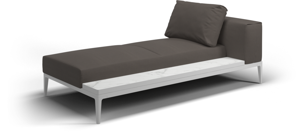 Grid chaise unit bianco ceramic - outdoor performance collection