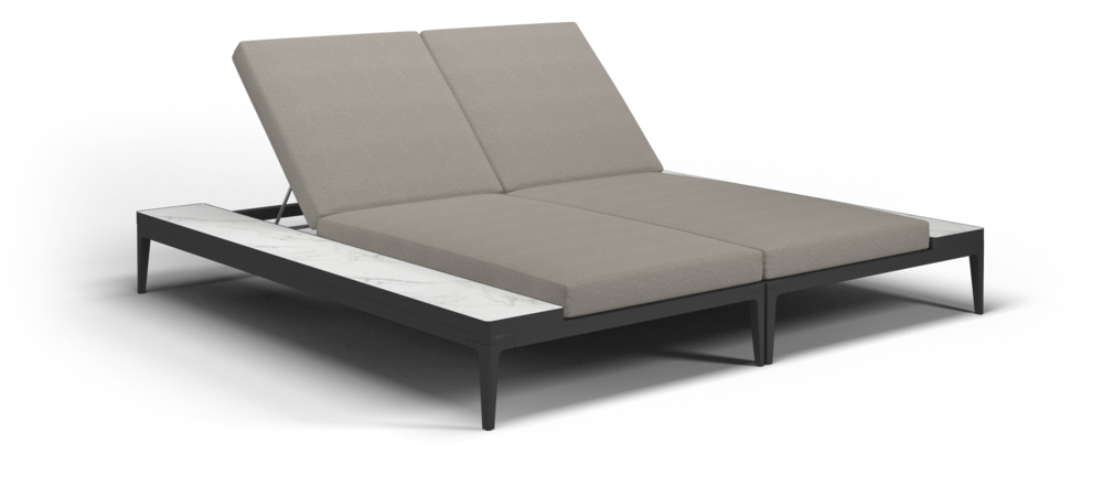 Grid double lounger bianco ceramic - outdoor performance collection