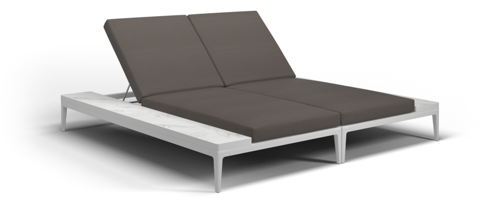 Grid double lounger bianco ceramic - outdoor performance collection